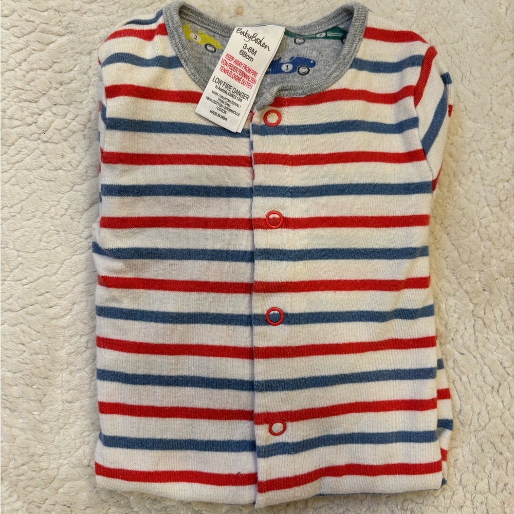 Baby Boden Red and Blue Striped One Piece